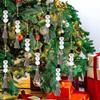 White Hanging Bead Tassel Wood Xmas Tree Pendant Ornaments Christmas Snowman Wooden Bead DIY