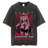 Anime Retro Striped Retro T-Shirt 230 Pattern Washed Round Neck Man G Men'S Chain Saw Pure Cotton