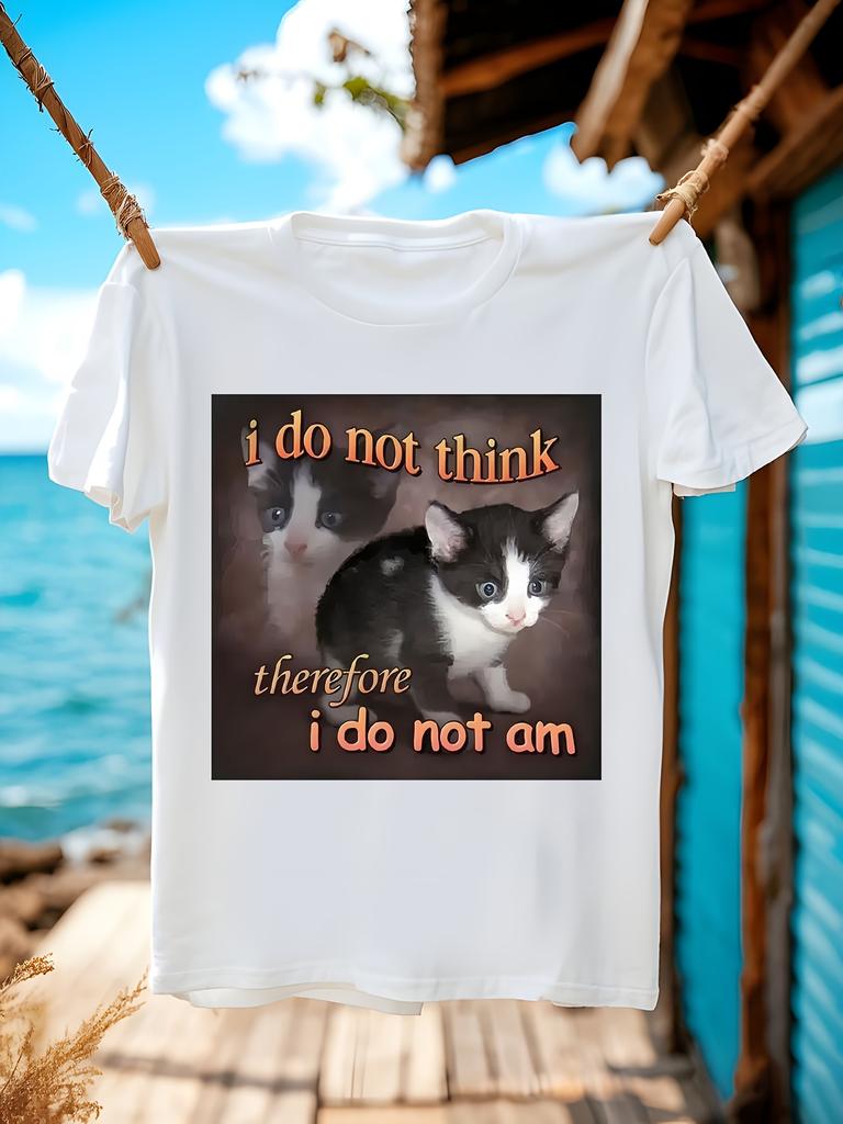 Funny Cat Meme Tshirt I Do Not Think