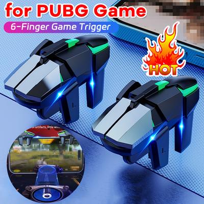 Мобильный игровой триггер для PUBG Игровой контроллер для телефона Триггер на 6 пальцев Чувствительный геймпад для стрельбы Кнопки прицеливания L1 R1 Игровая рукоятка
