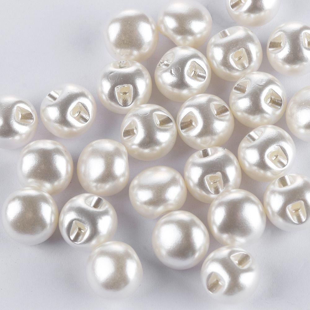 50pcs Creamy-white Pearl Button Multi Size Venetian Pearl Button Clothes Button  Scrapbooking