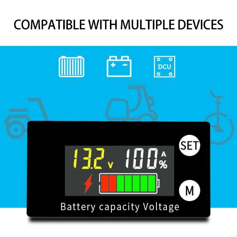 Low Power Consumption Electric Monitor with Clear Battery Percentage Readout Digital Voltmeter for 8 to 100V Systems