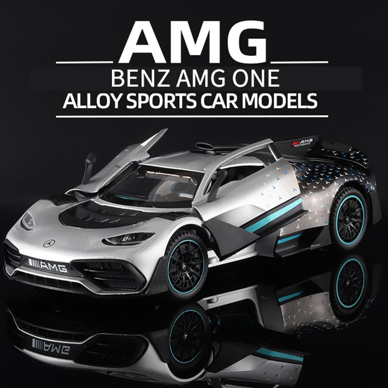 1/24 Scale Benz ONE Sports Diecast Car Model Toy, Pull Back Toy Vehicle with Sound and Light for Kids Toddler Boys Girls Gift Collection