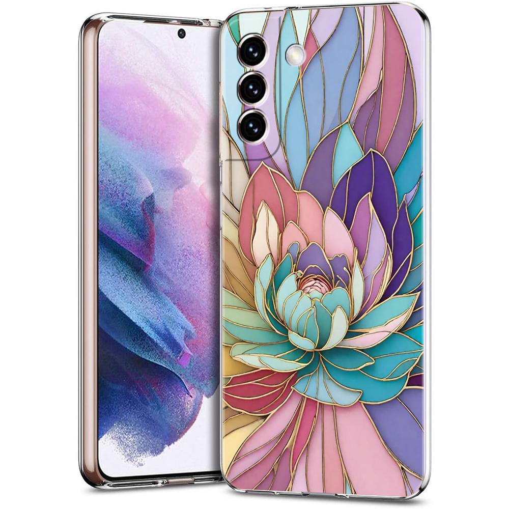 Прозрачный чехол-бампер для Samsung Galaxy S25 S24 S23 S22 S20 S21 FE Ultra S24 S23 S10 S10E Plus 5G Модный цветочный узор