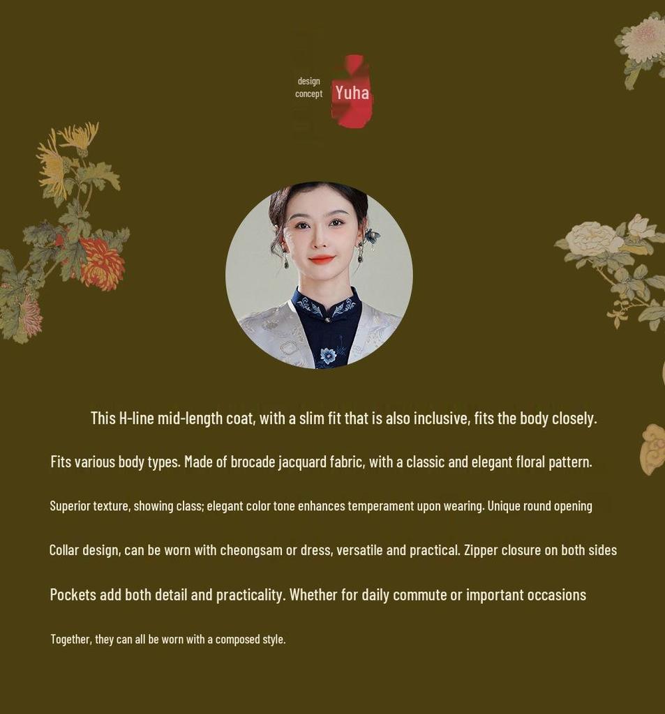 Showguan 2025 Autumn/Winter Women's Trench Coat: Modern Chinese Tang Suit Qipao Style