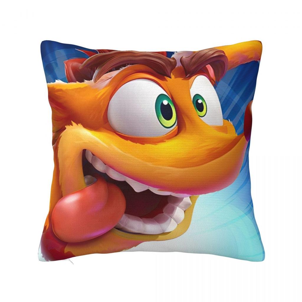 Crashs Bandicoots Cartoon Pillowcase Merch Printed Cushion Cover Decorative Video Game Throw Pillow Case Cover Home Multi-Size