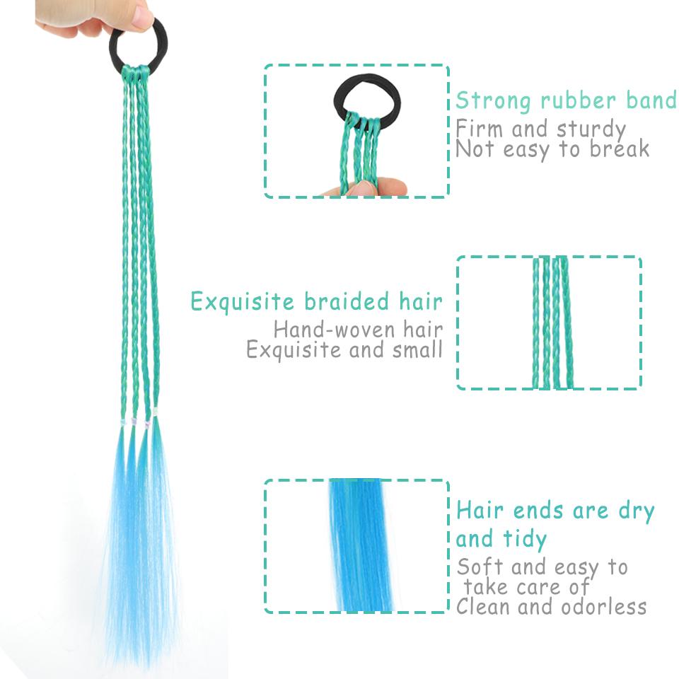 Синтетический парик WTB, цветная градиентная коса, плетеная веревка для маленьких девочек, высокотемпературная шелковая повязка на голову ручной работы, детский парик