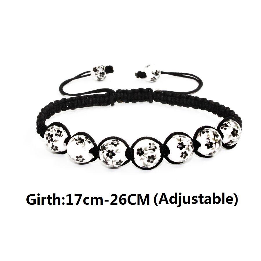 Браслет с цветочным узором в национальном стиле, регулируемый, из чистого фарфора ручной работы, керамика, браслет в стиле бохо, ювелирные изделия, подарки