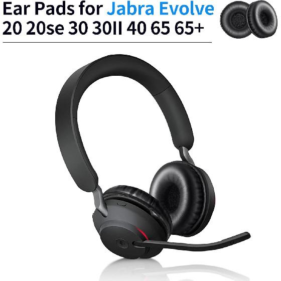 Ear Pads for Jabra Evolve 20 20se 30 30II 40 65 65+Replacement Ear Cushion Foam Cover Compatible with Jabra Evolve 20 30 40 65 Headphone (Black