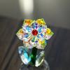 Faux Crystal Sunflower Figurine Glass Flower Ornament Collectible Desk Sunflower Statue for Table Window Car Decor