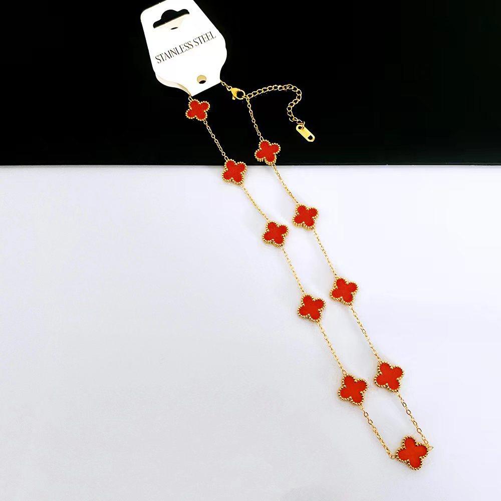 Ожерелье с четырьмя листочками клевера, легкая роскошная простая цветочная ключичная цепочка, женское ожерелье Haute Sense