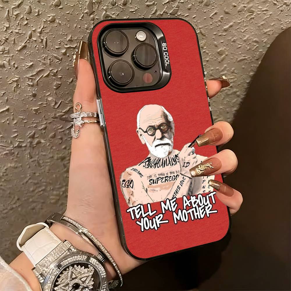 Sigmund Freud Psychoanalysis Phone Case For iPhone 17,16,15,14,13,12,11 Plus,Pro Max,XS,Colorful Silver Phone case Funda Cover