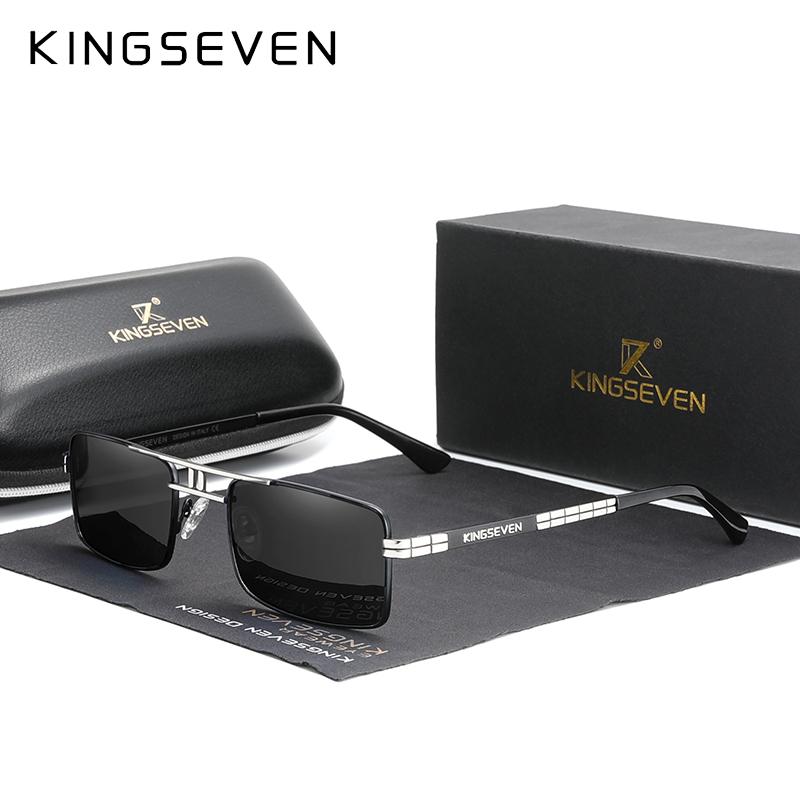 Новое поступление, поляризационные солнцезащитные очки KINGSEVEN, винтажная оправа из нержавеющей стали, брендовая прямоугольная конструкция, солнцезащитные очки для вождения и рыбалки N760