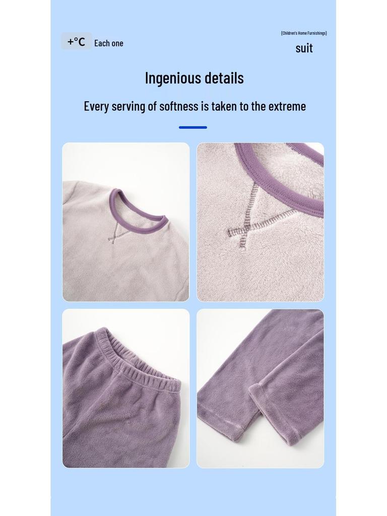 Унисекс Детский фланелевый пижамный комплект на флисовой подкладке для осени и зимы