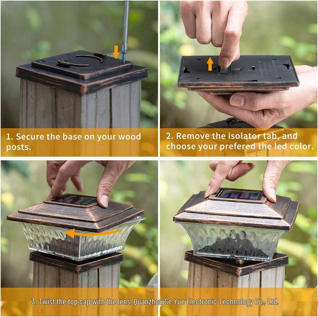 Двухцветные солнечные столбики для сада – Водонепроницаемые в китайском ретро-стиле для столбов забора и ворот
