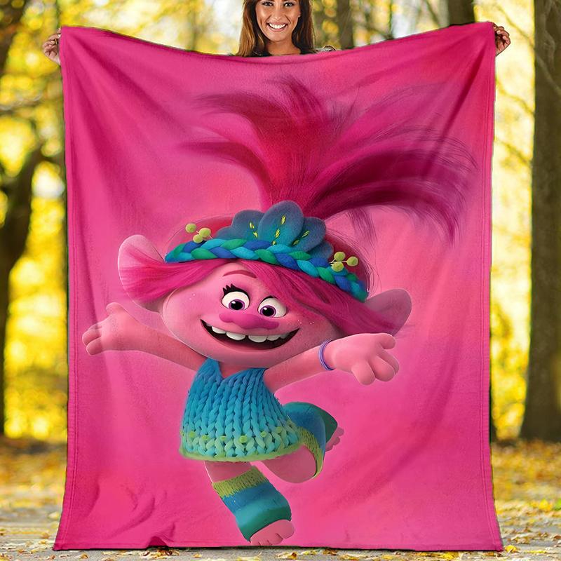 Trolls Theme Printed Blanket - Perfect for Couch, Bed, Travel & Outdoor Use | Machine Washable, Cozy & Durable.
