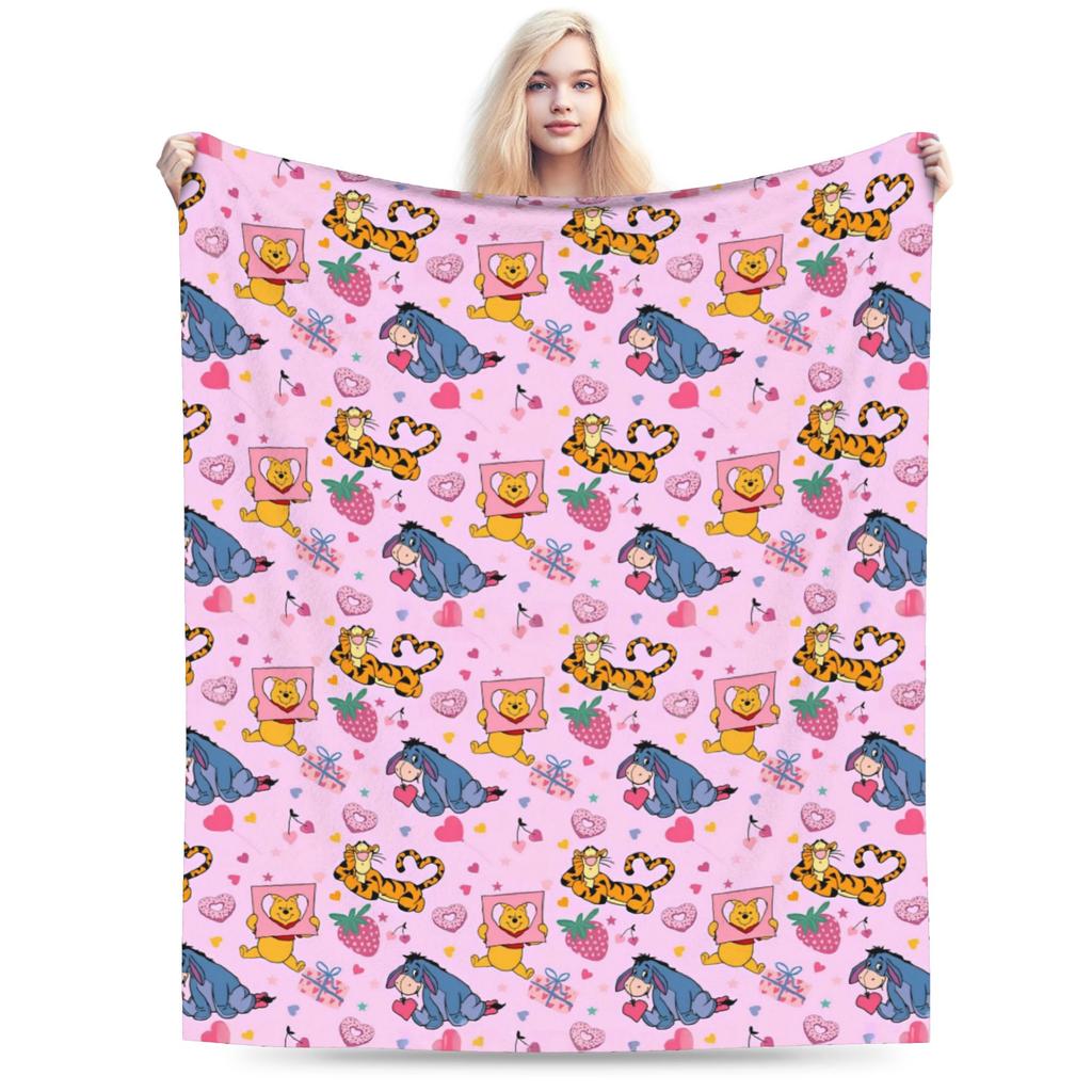 Pooh and Friends Blankets Flannel Summer Air Conditioning Winnie The Pooh Breathable Soft Throw Blankets Sofa Travel Rug Piece
