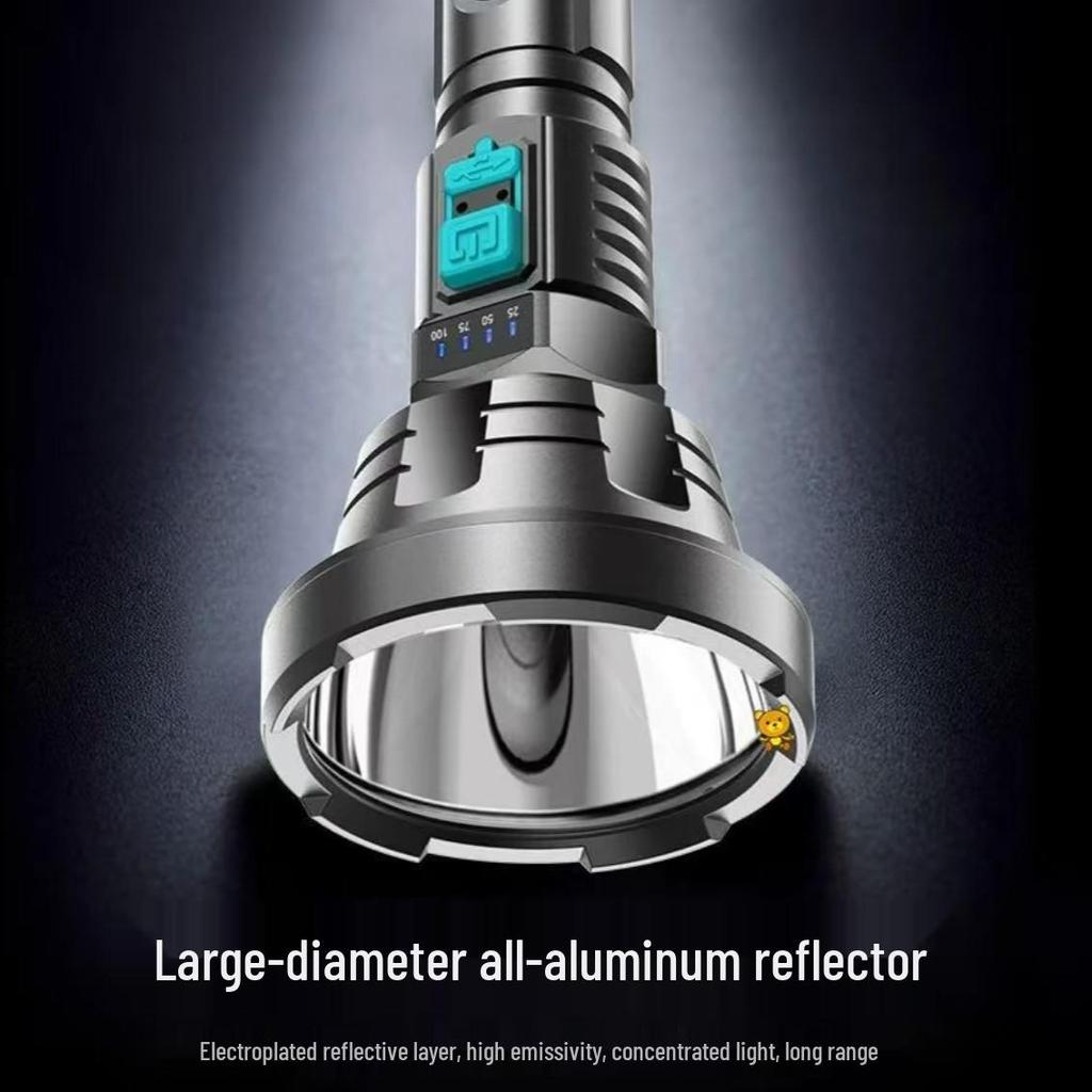 ABS Multi-Function Long-Range Flashlight with Strong Red & Blue Ring Illumination for Household & Outdoor Use