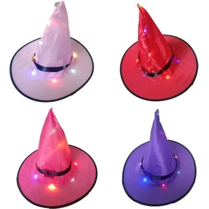 1 Pcs New Lighted Glowing Witch Hat Hanging String Lights Battery‑Operated Halloween Ornament For Outdoor Yard Garden Home Decor