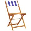 Bistro Chairs 2 pcs Blue and White Solid Acacia Wood & Fabric