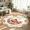 Wild Animals (450) Theme Round Crystal Velvet Rug Custom Name Text Personalized Floor Mat Home Decor Non Slip Crystal Carpet