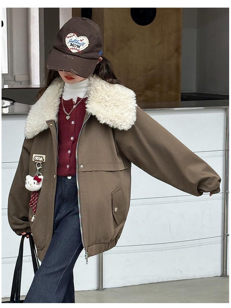 Девичье стеганое пальто - 2025 Осень/Зима Модная утолщенная хлопковая куртка для больших детей