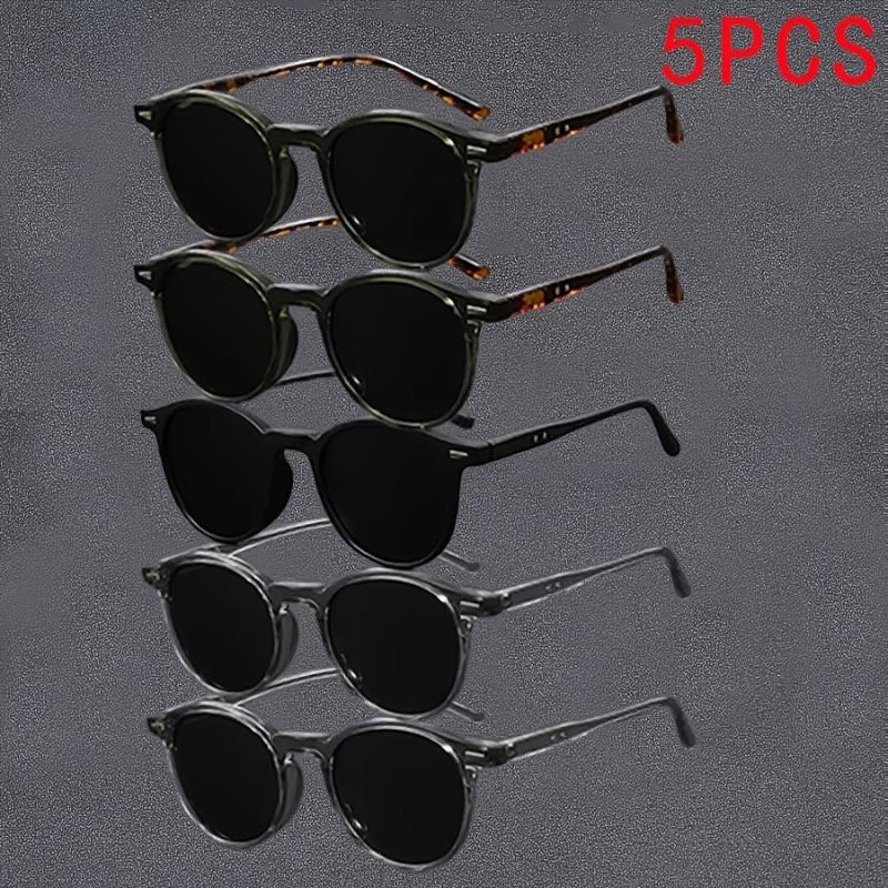5 пар модных ретро классических очков с круглой оправой, подходящих как мужчинам, так и женщинам, для повседневной носки, подходящих для всех сезонов
