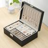 New Double-layer Leather Jewelry Box Earrings Earrings Jewelry Storage Box Multifunctional Large Jewelry Box