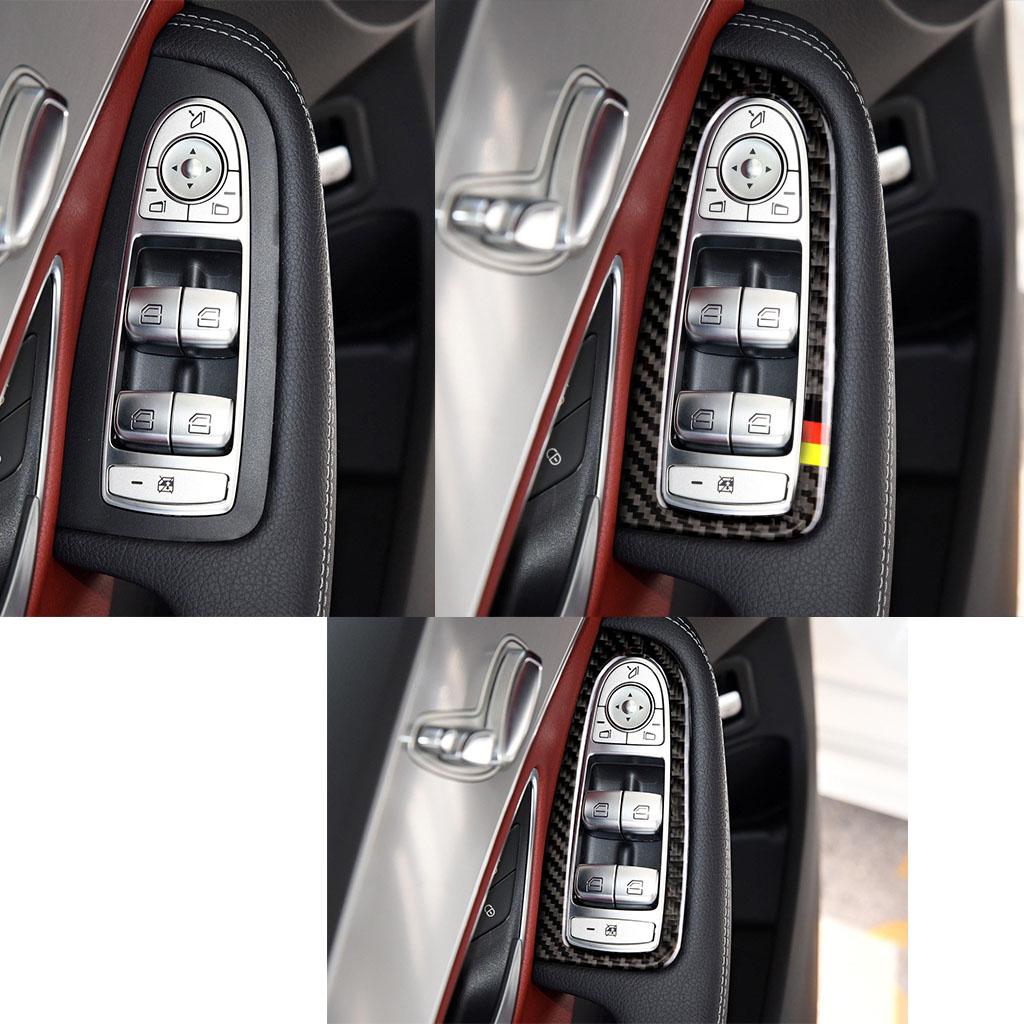 For Mercedes C Class W205 GLC C180 C200 Accessories Carbon Fiber Car Window Switch Armrest Panel Trim Car Styling Stickers