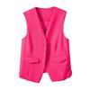 Women Suit Waistcoat Single-breasted V Neck Sleeveless Decorative Pockets Cardigan Formal Business Style Casual Office Wear Vest Spring Summer Clothes