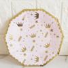Pink Crown Paper Cups Plates Napkins With Castle Swan Disposable Decagon Paper Tableware For Party Cake Plate Cups Wedding Birthday Banquet Decor