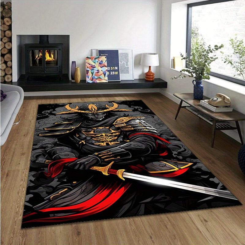 Кристальный велюровый ковер с японским дизайном самурая для спальни и гостиной, домашний декор, нескользящий коврик для прикроватной зоны.