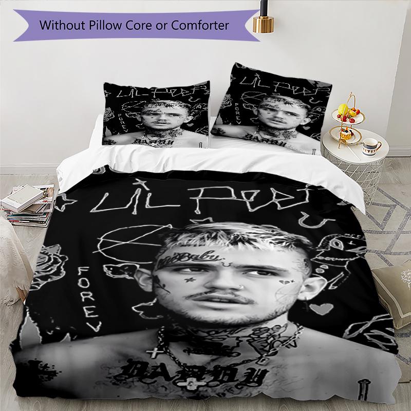 3pcs Lil Peep pattern bedding set duvet cover set includes duvet cover &pillowcases, perfect all season bedroom decoration & gift