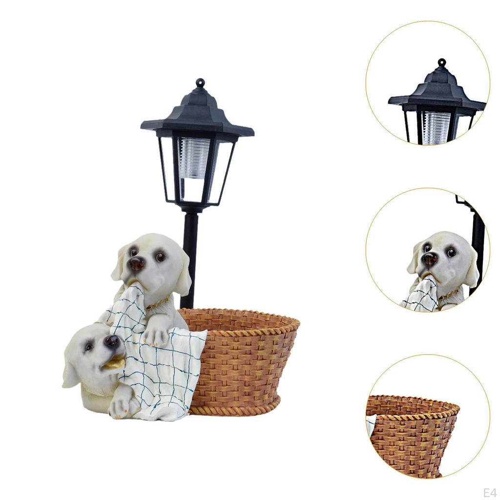Уличный солнечный свет Ферма Собаки Фонарь Фигурка Мультяшная скульптура Полимерная статуя Садовое украшение для