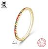 Сплошные Серебристый Тон Подростковые Девушки Кольца Наборные Микро Инкрустация Цветной Цирконий Кольца Вечности Тонкое Ювелирное Изделие Модное Кольцо На Палец