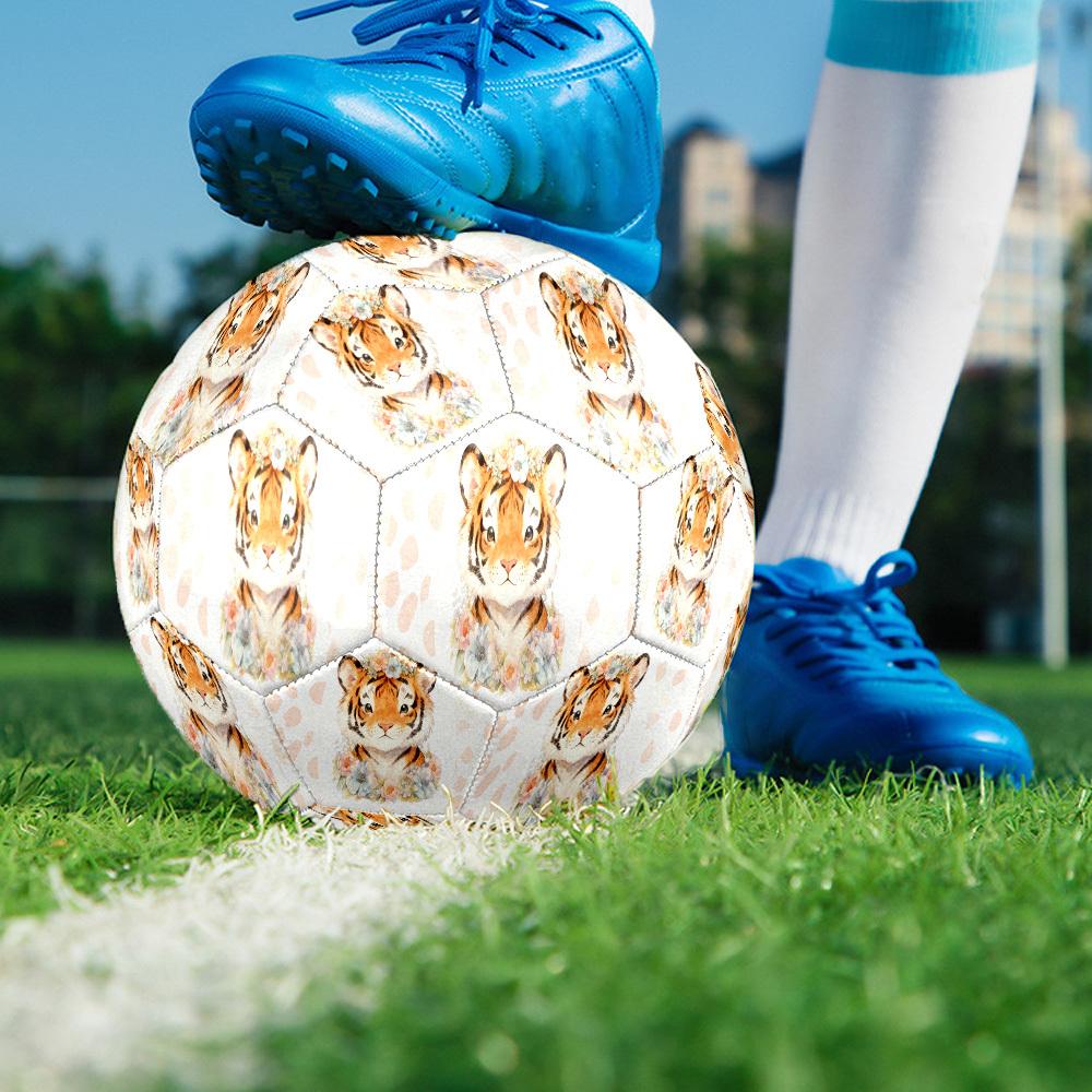 1pc Floral Tiger Portrait Size 5 Soccer Ball Professional Match Training Football Indoor &Outdoor Sports Ball Lightweight Durable c6589