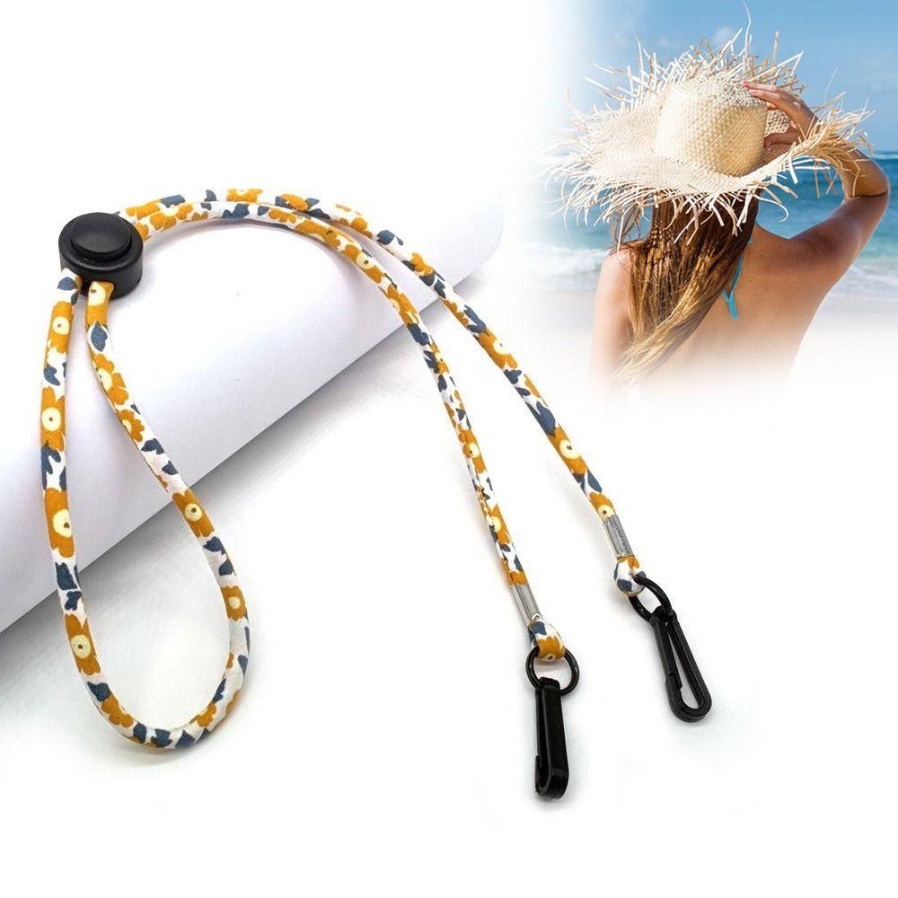 Two Hooks Windproof Hat Strap Flower Pattern Hat Retainer Fashion Hat Chin Cord  Sunhat