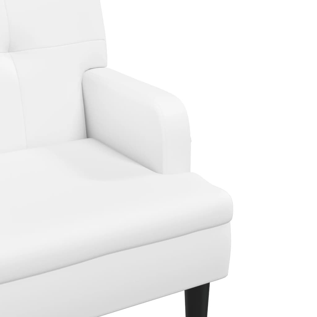 White Upholstered Bench with Backrest 112 x 65.5 x 75 cm Faux Leather