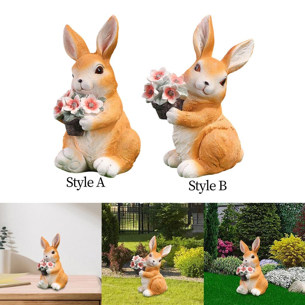 Садовая статуя кролика, креативная скульптура животного для газона, подарка на день рождения в кафе