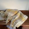 Vintage Warm Winter Cashmere Scarf Mohair Plaid Long Wrap Thickened Soft Thickened Scarves Tass H2X0