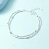 Korean Style Silver-Plated Round Bead Double-Layer Snake Bone Bracelet Anklet