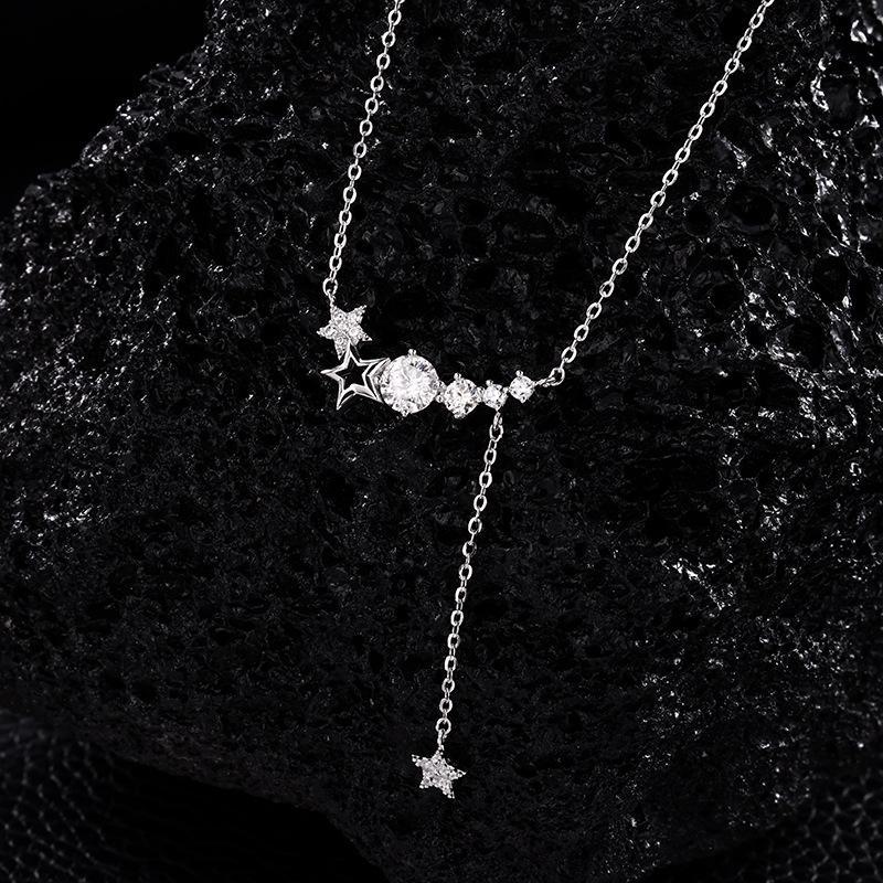 Sterling Silver Moissanite Star Necklace - Luxury Versatile Fashion Clavicle Chain