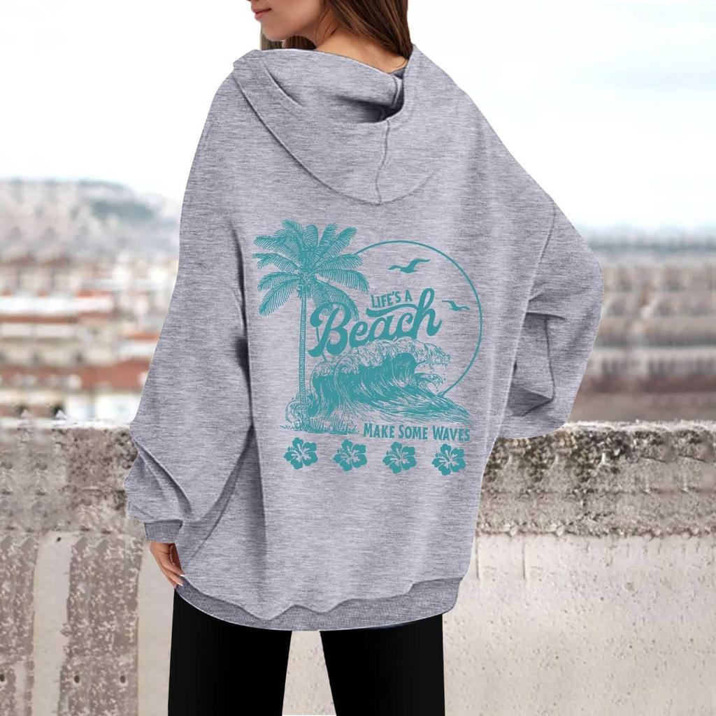 Женская толстовка с капюшоном и круглым вырезом с длинным рукавом и принтом от A BEACH MAKE SOME WAVES