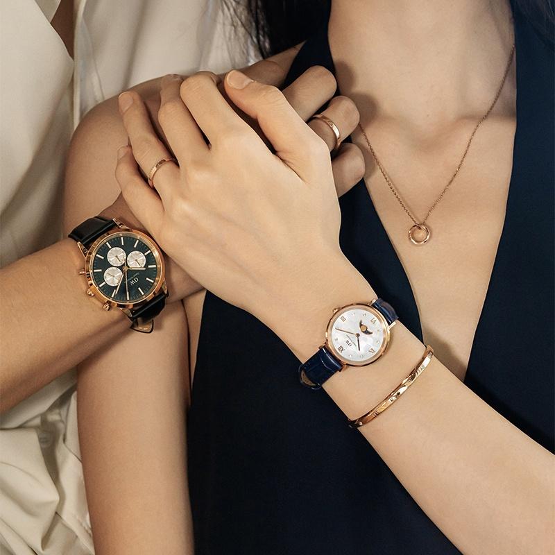 DANIEL WELLINGTON Часы Кварцевый механизм Кожаный ремешок 42 мм Синий циферблат Мужские часы Мужские часы Полярно-синий Panda Маленькие Нержавеющая сталь DW00100877