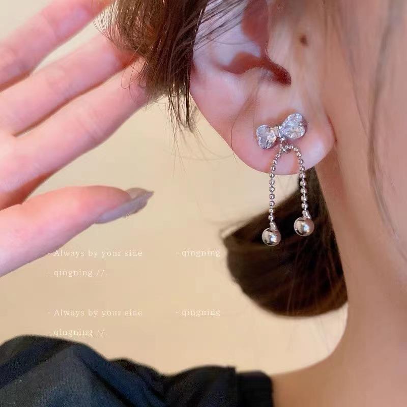 Серьги-кисточки с бантиком и искусственным жемчугом для женщин, темпераментные, универсальные, модные, элегантные украшения