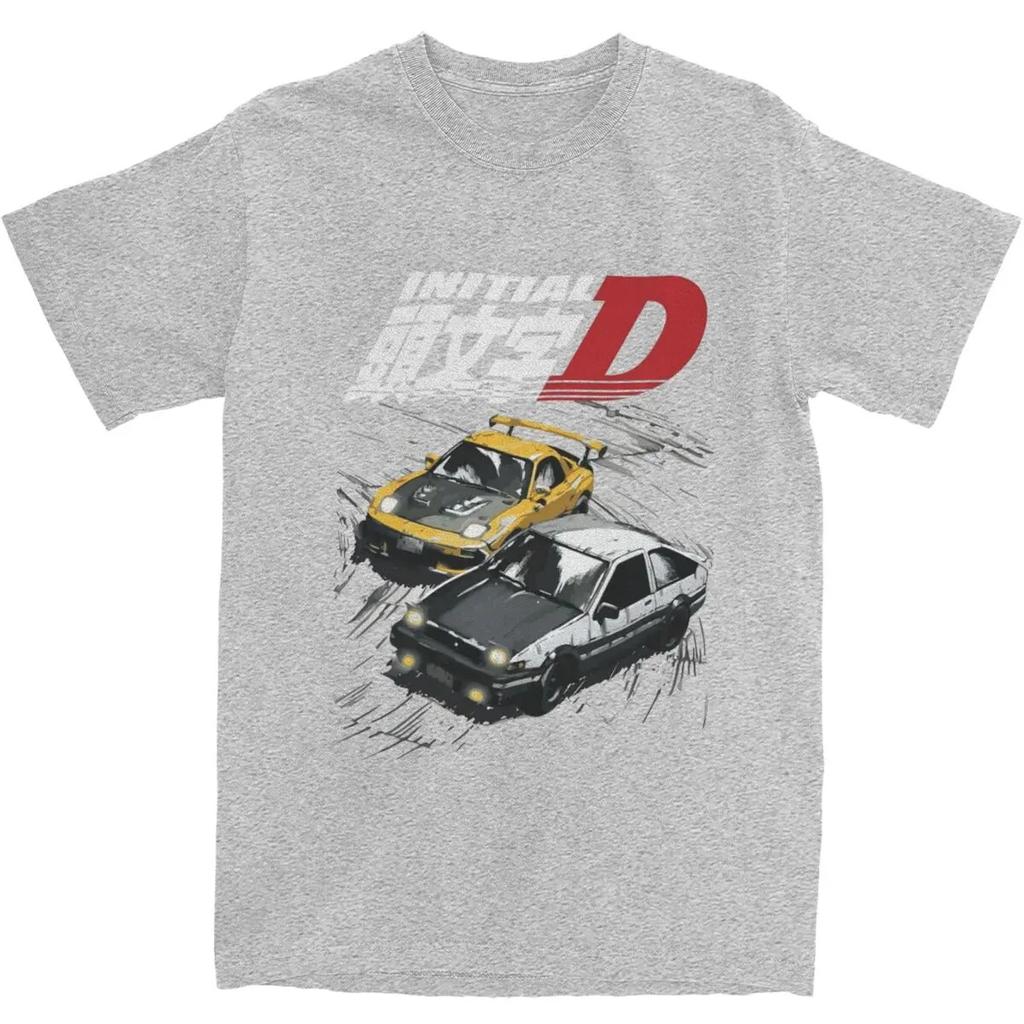 Initial D Merch Tandems AE86 Vs FD Rx-7 Shirt Men Women's 100% Cotton Fashion Drift Racing Car T-shirt Short Sleeve Clothes