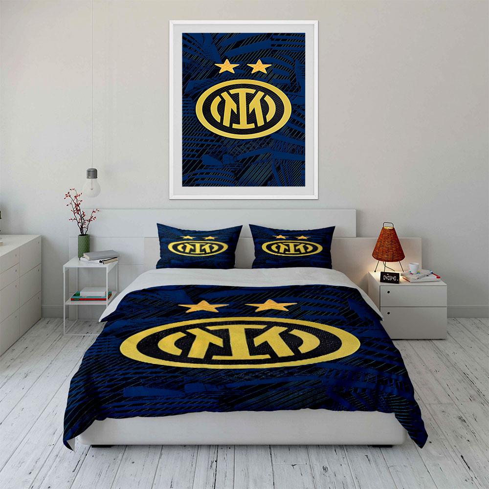 Yellow stars and Inter logo. Bedding sets Duvet cover sets Duvet covers Pillowcases(1 * Duvet Cover 2 * Pillowcases without duvet insert)