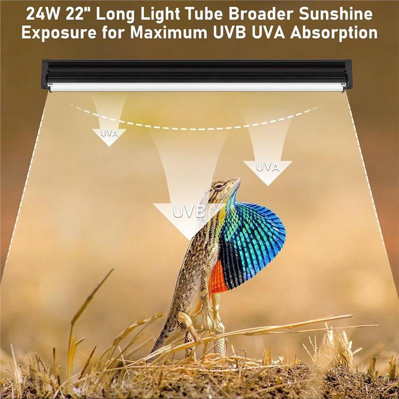 Reptile UVB Light Bulb T5 10.0, 24W HO UVA UVB For Bearded Dragon Light Bar 22 Inch 2 Pack