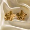 Gold Flower Exaggerated Retro Five-Petal Earrings Studs: High-End Niche European and American Style for Women