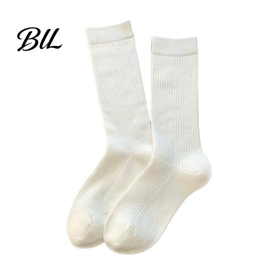 Breathable Sweat Absorbent Socks Women Crew Socks, Ribbed Knit for Autumn Winter, Minimalist Solid Winter Warm Color Soft Stretchy Casual Hosiery